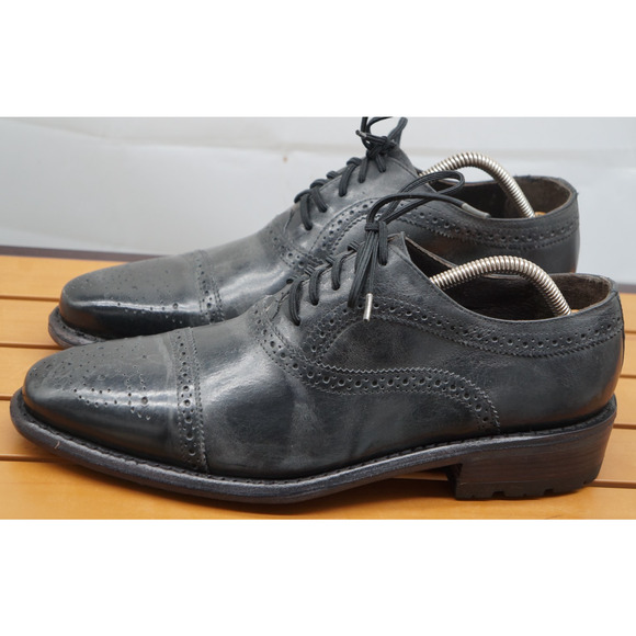 New! FREEBIRD Steven George Black Brogue Leather Oxford Wingtip Shoes Size 10 - Picture 3 of 14